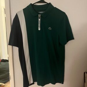 Lacoste Men's Polo Shirt in Green with White and Black Accents